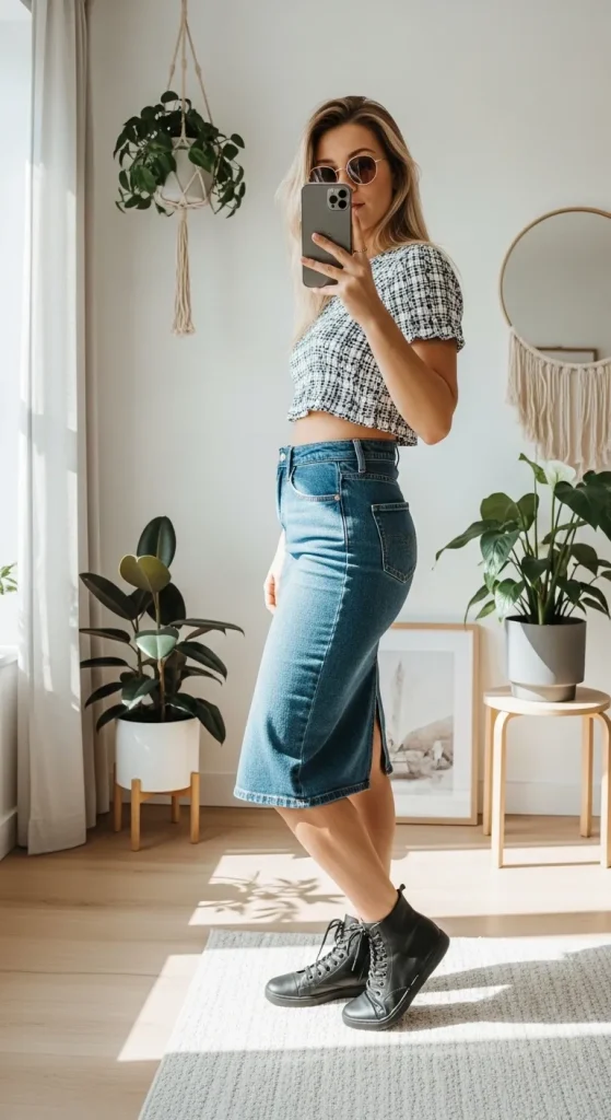 Denim Skirt Combo