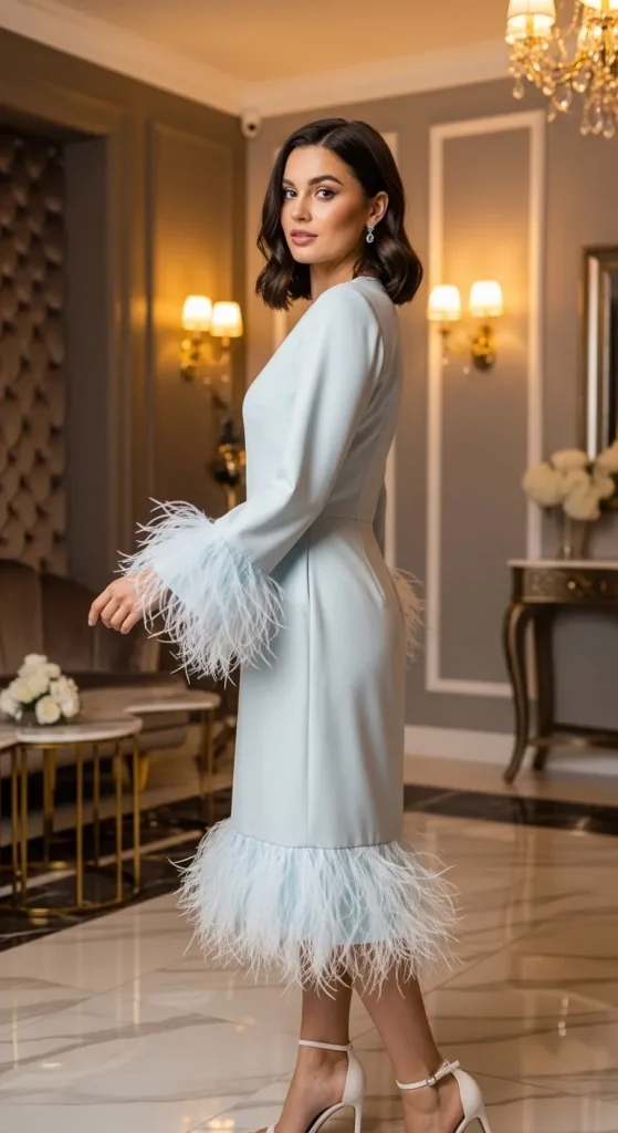 Feather Trim Dress