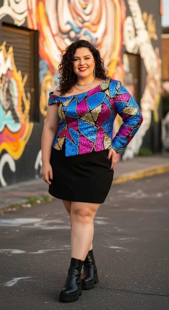 Mini skirt with statement top