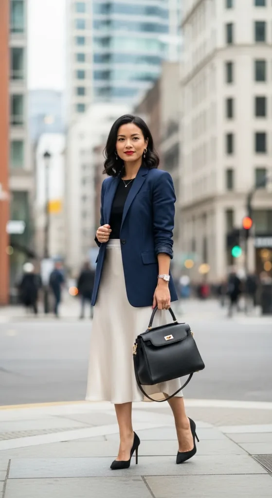 Satin Skirt with Blazer