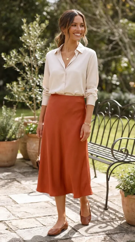 Satin Skirt with Flats