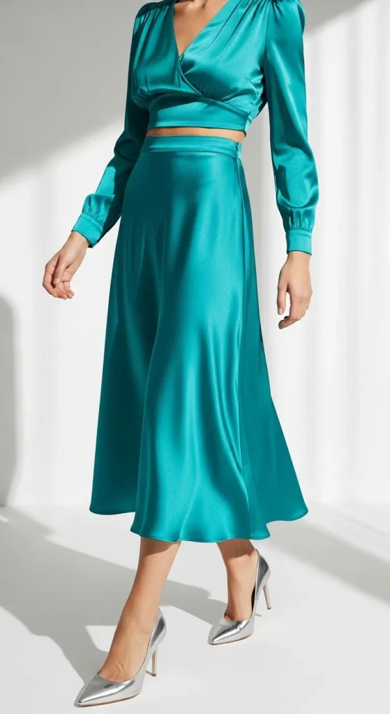 Satin Skirt with Matching Set Top